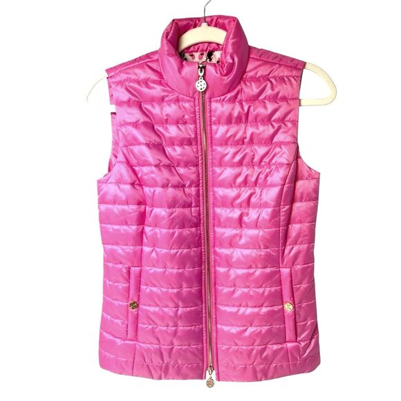 Lilly Pulitzer Elyn Puffer Vest 60th Anniversary Print Pink Size XS NWT - Picture 10 of 14